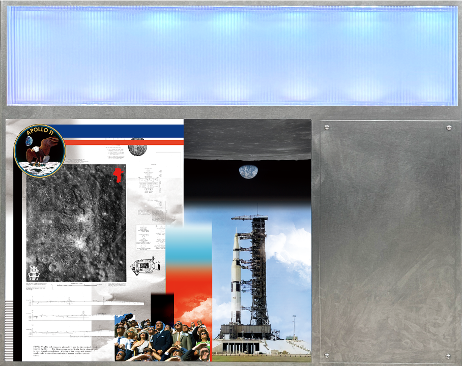로칸킴 ROKKANKIM, Light of space race 3, 2026, LED light, LED dimmer, steel frame, PC, pigment print, 80.5x100.5x6cm