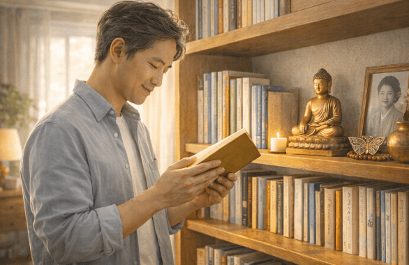 <p style="text-align:middle; font-size:16px; margin-top:26px;">어머니의 서가에서 시작된 불교, 나의 불교 서재를 만나다<br><span style="color:#666;">나의 불교 이야기</span></p>