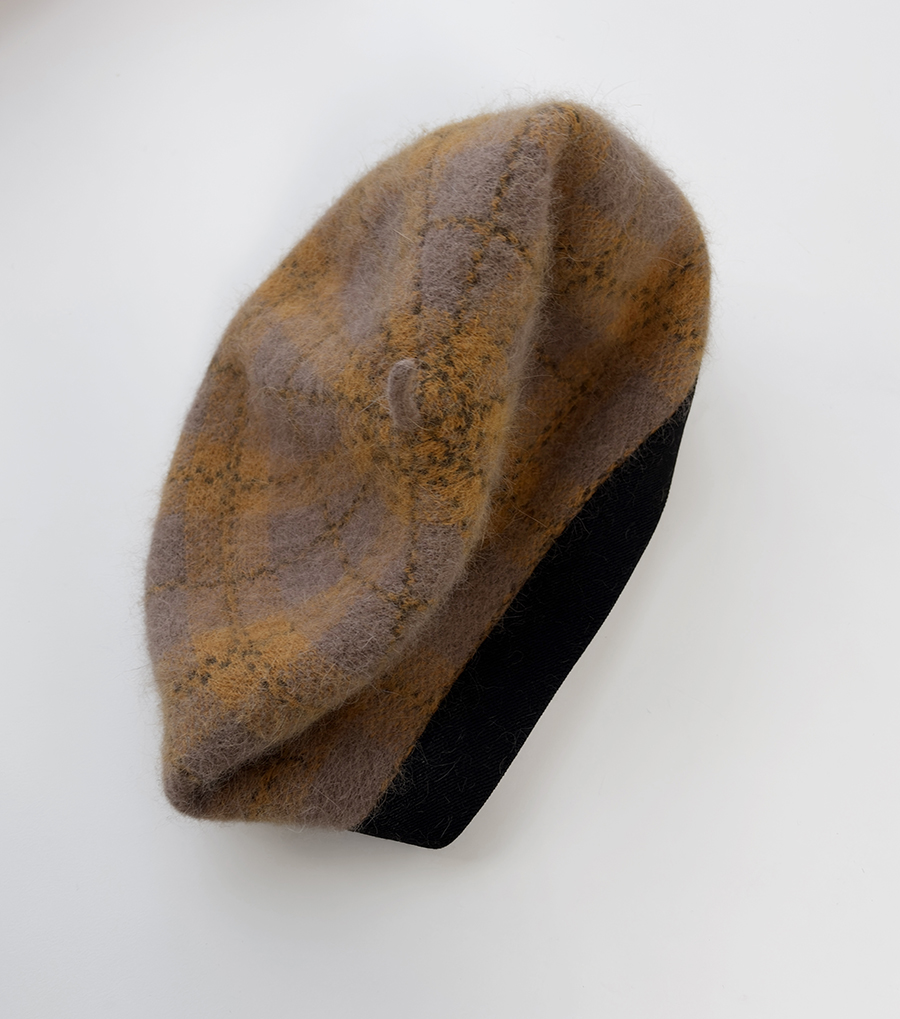 MILLITAGE Check Angora Beret : eiko archive