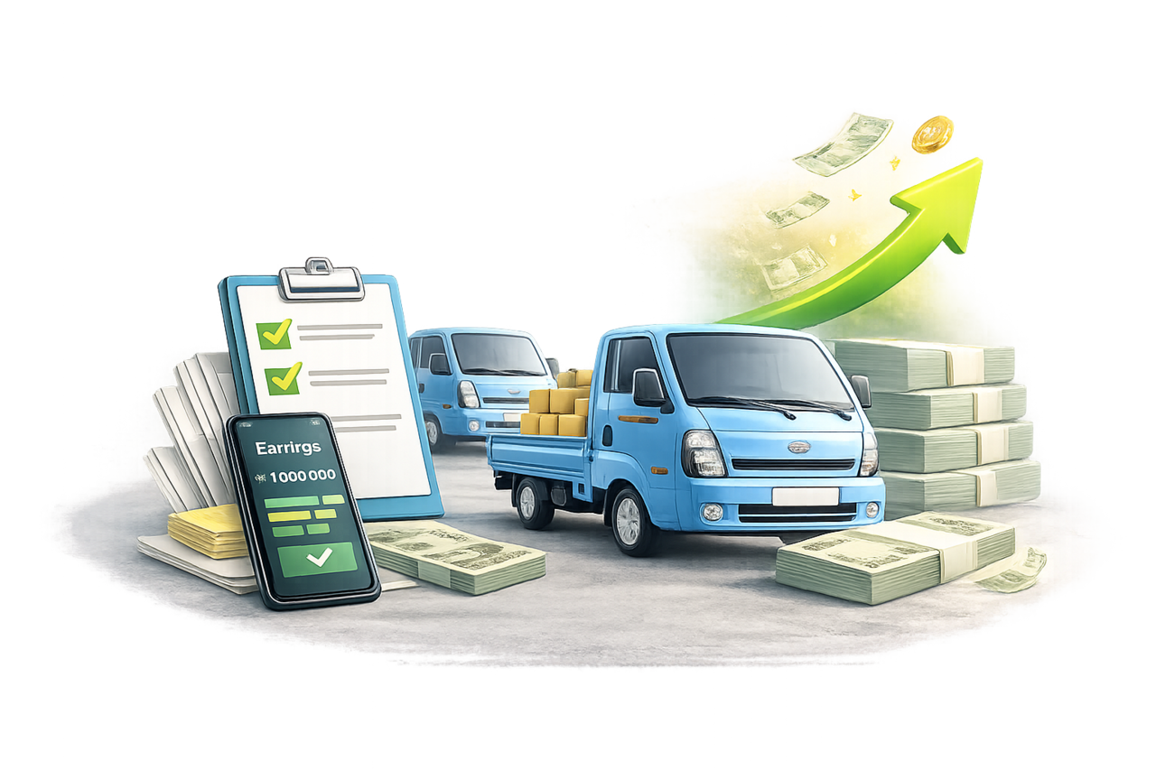 1톤용달 기사님의 하루 평균 수익