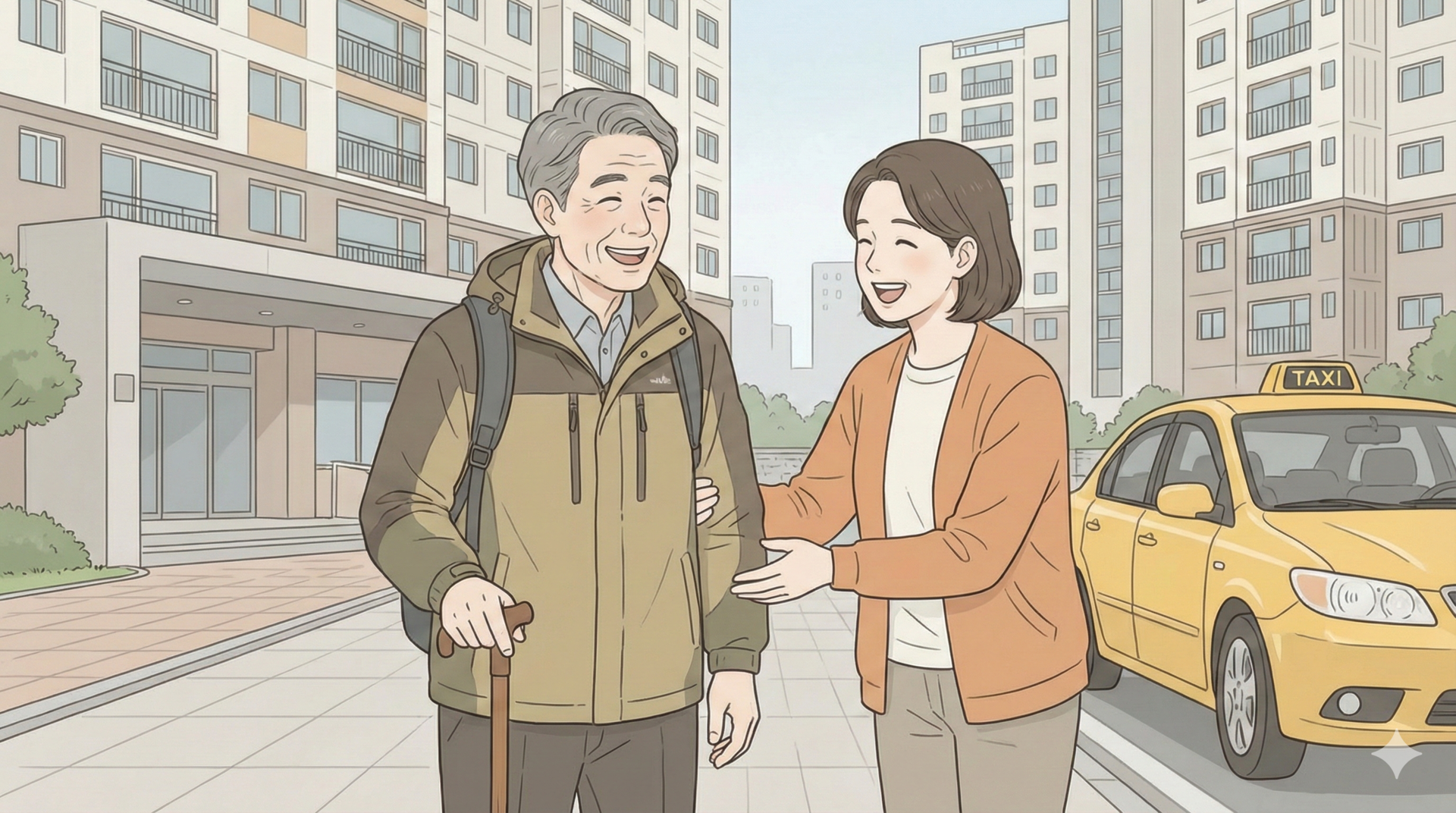 자녀와 함께 자산관리에 대한 상담을 받는 60대 어르신의 모습