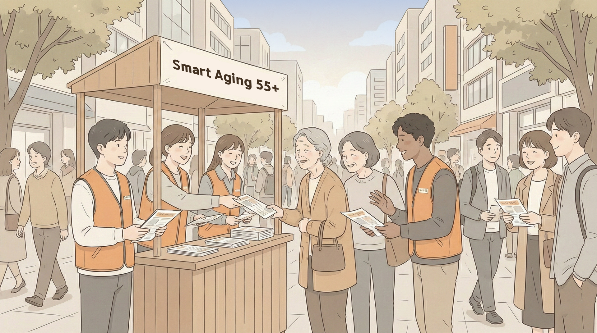 자녀와 함께 자산관리에 대한 상담을 받는 60대 어르신의 모습