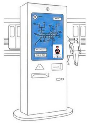 지하철역에서 열차 운행 정보와 이동 안내를 수어로 제공하는 EQ4ALL 수어통 키오스크 적용 사례 이미지