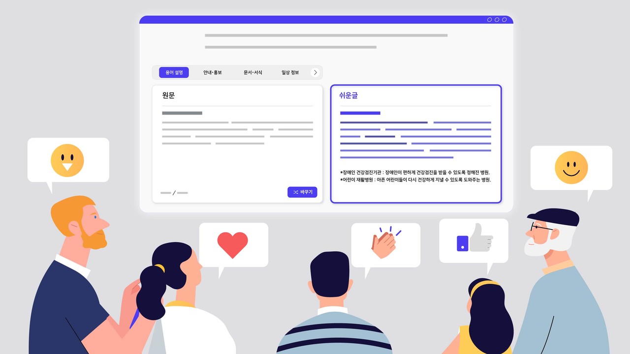 발달장애인, 고령자, 외국인 등 다양한 사용자가 정보를 쉽게 이해할 수 있도록 지원하는 EQ4ALL 온글 솔루션 이미지