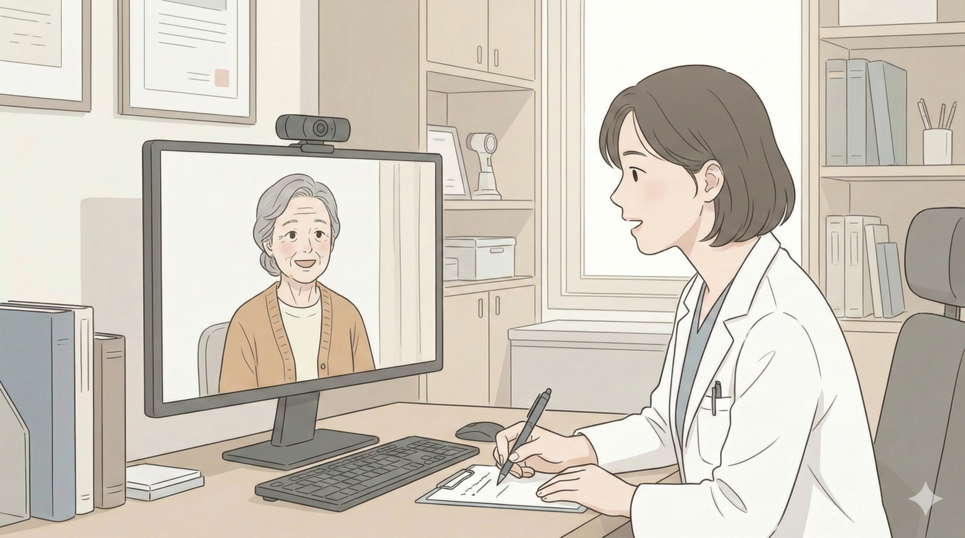 자녀와 함께 자산관리에 대한 상담을 받는 60대 어르신의 모습