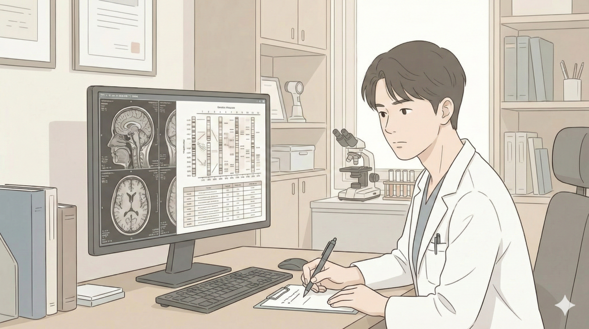 자녀와 함께 자산관리에 대한 상담을 받는 60대 어르신의 모습