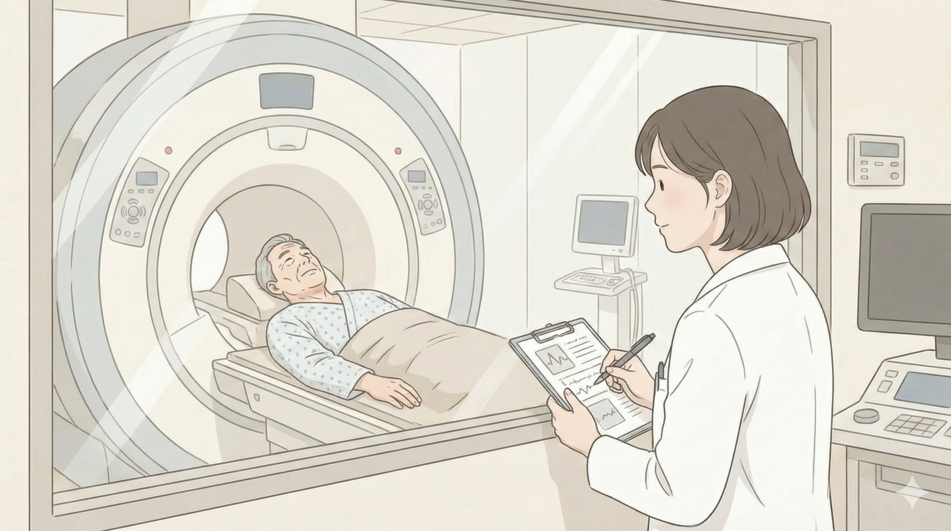 자녀와 함께 자산관리에 대한 상담을 받는 60대 어르신의 모습