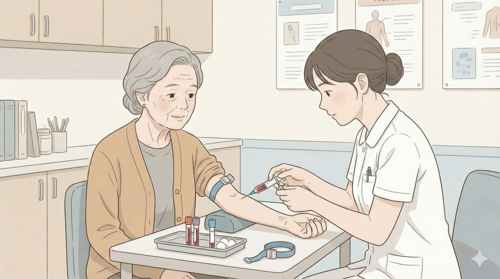 자녀와 함께 자산관리에 대한 상담을 받는 60대 어르신의 모습