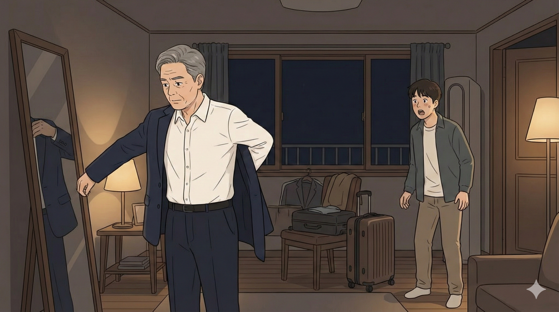 자녀와 함께 자산관리에 대한 상담을 받는 60대 어르신의 모습