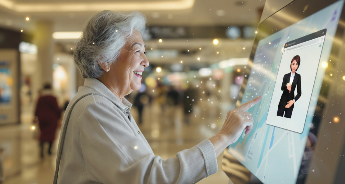 공공장소에서 누구나 수어로 정보를 확인할 수 있도록 돕는 EQ4ALL 수어통 키오스크 서비스 이미지