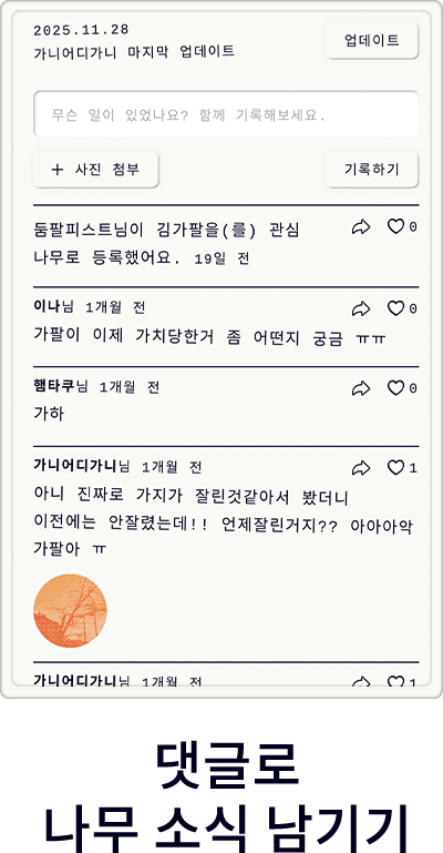 댓글로 나무 소식 남기기
