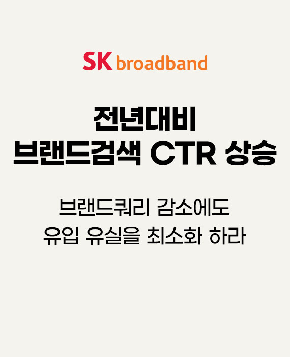 SK브로드밴드 브랜드쿼리 감소에도 유입 유실을 최소화 하라 – 전년대비 브랜드검색 CTR 상승