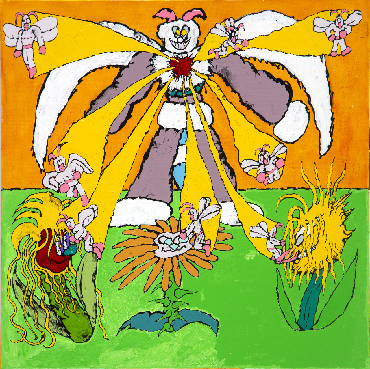 벌의 여정 The Bees' Journey, 2025, 37.9*37.9cm, Acrylic on Canvas