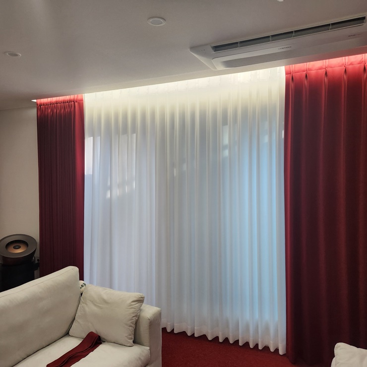 안방 거실 이중 커튼 세트 인테리어