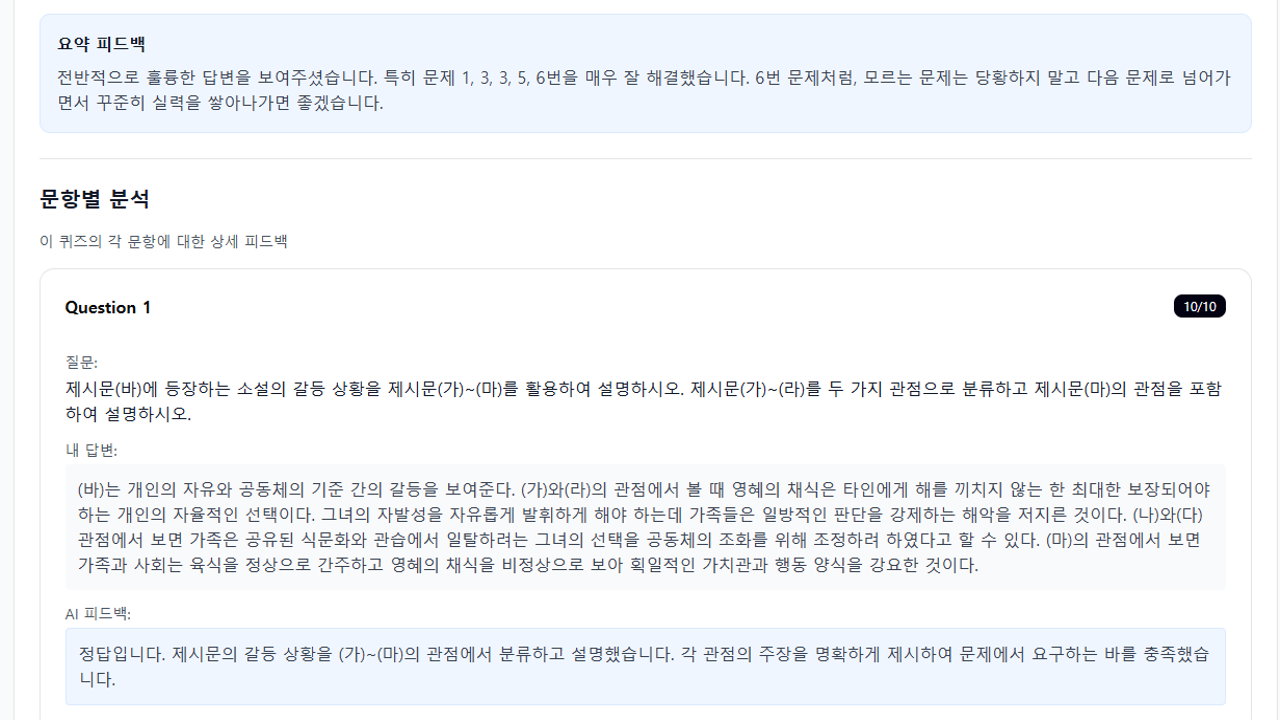 개별 학습 수준별 맞춤형 피드백 이미지