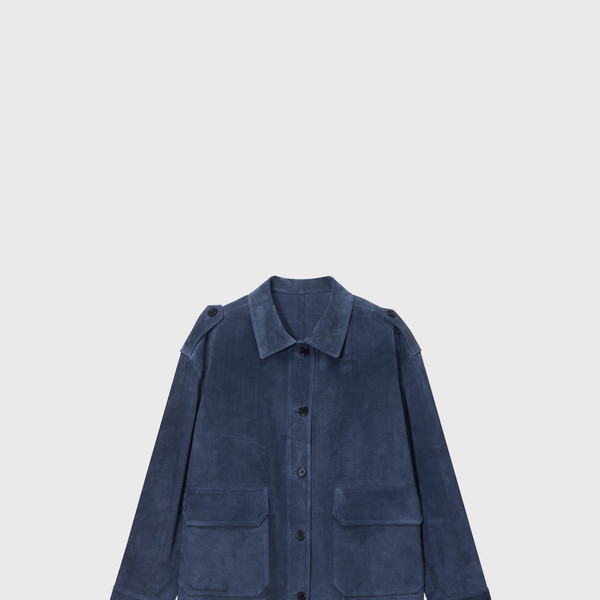 Suede Utility Jacket (Olive / Blue) : MONOHA