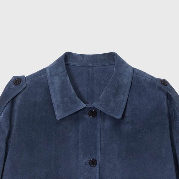 Suede Utility Jacket (Olive / Blue) : MONOHA