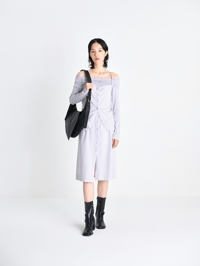 Talia soft veiled jersey dress lilac veil