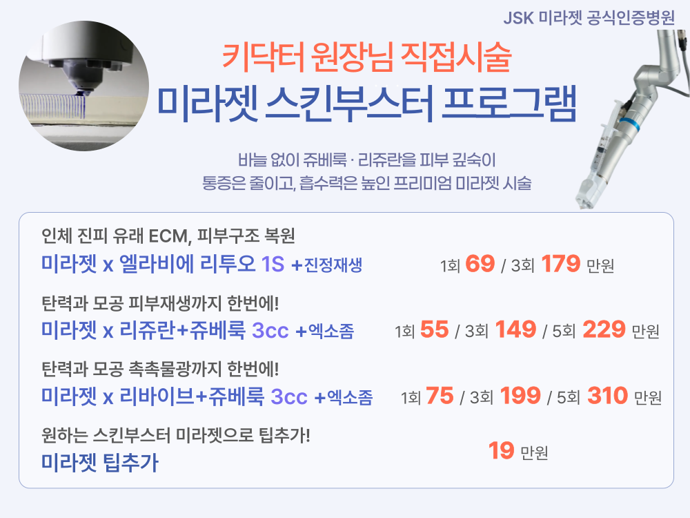 공식인증병원, 키닥터 직접시술 원주 원더스의원의 미라젯 리쥬란 쥬베룩