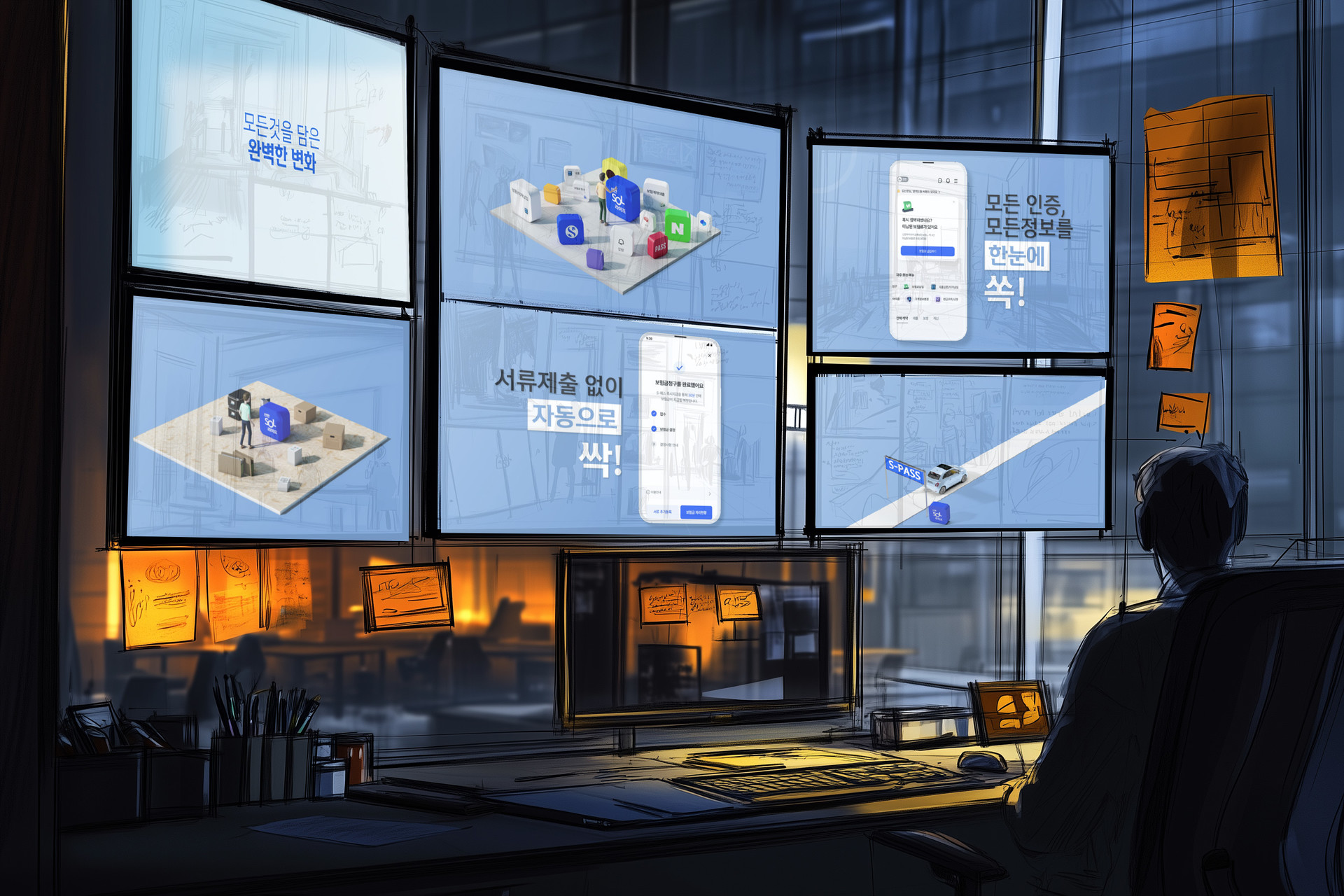 신한 SOL 라이프 앱 3D 애니메이션 광고 영상 제작 장면