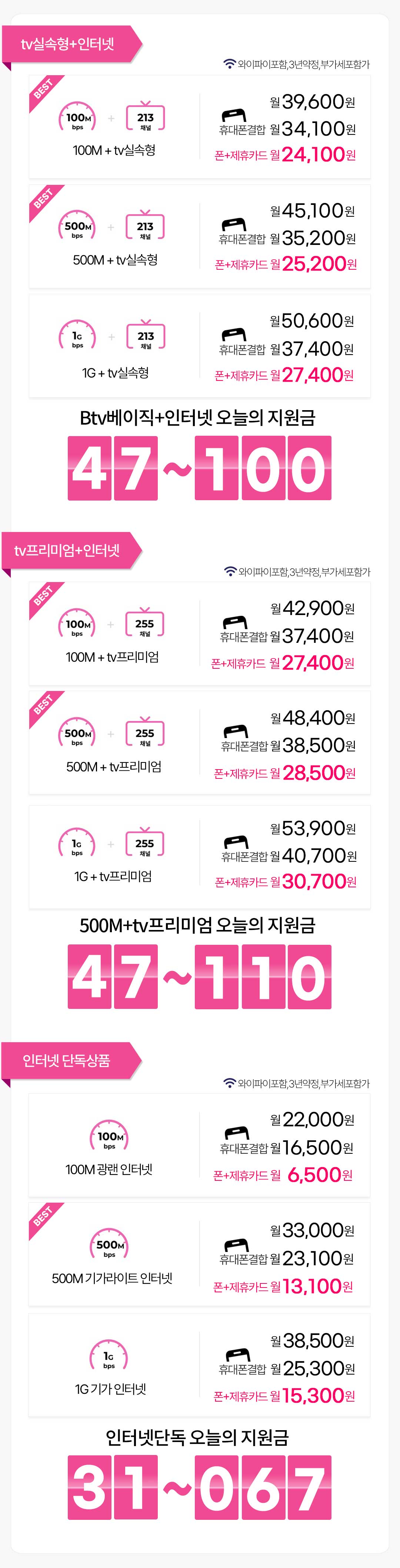 lg인터넷 요금표 