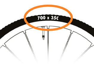 타이어 측면 mm 표기 예시 700x35C