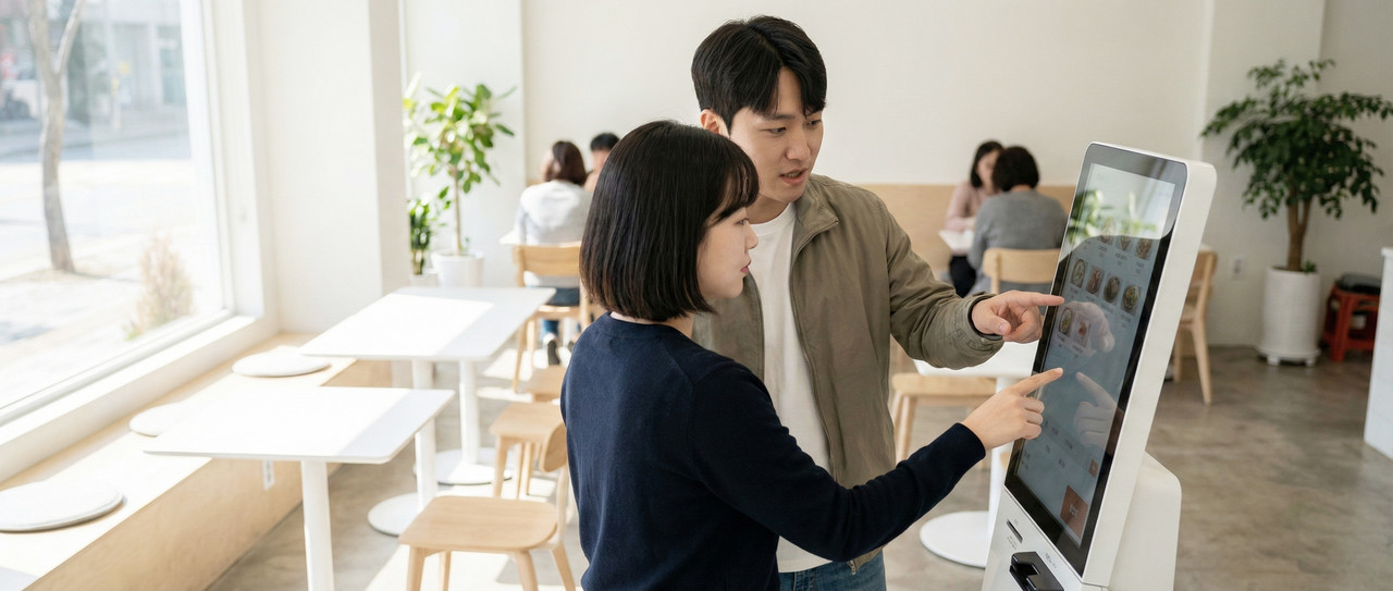 직원이 상주하지 않는 무인 매장에 설치된 메이트 키오스크