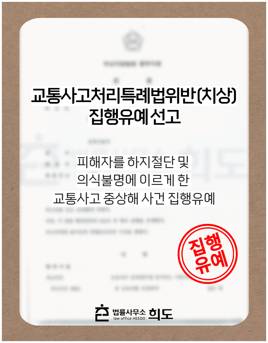 피해자를 하지절단 및 의식불명에 이르게 한 교통사고 중상해 사건 집행유예