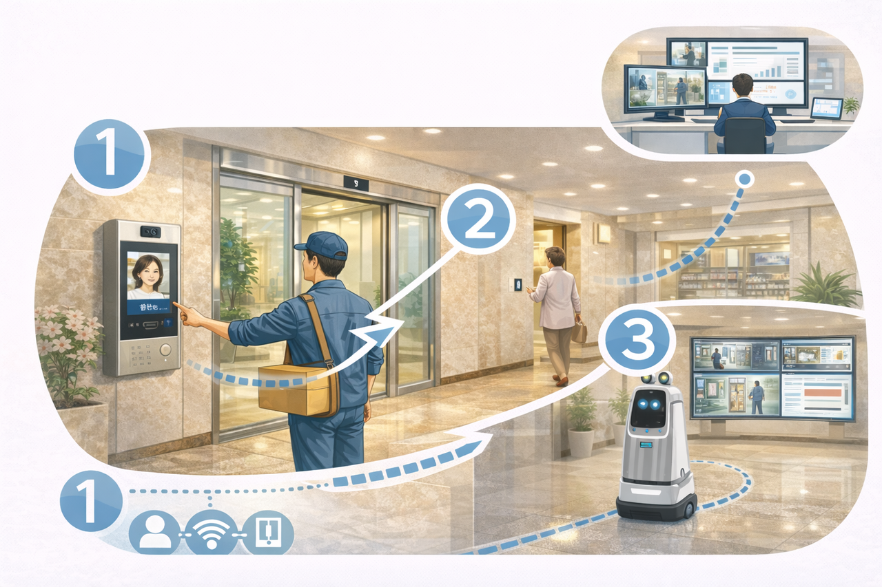 顔認証システム, 入退室管理システム, 顔認証入退室管理, マンションセキュリティシステム, ビル入退室管理, ビル管理DX, マンション管理システム, 無人店舗管理システム, AIセキュリティシステム, スマートビル管理, 顔認証セキュリティ, 施設入退室管理, 監視カメラ連携, AI行動検知