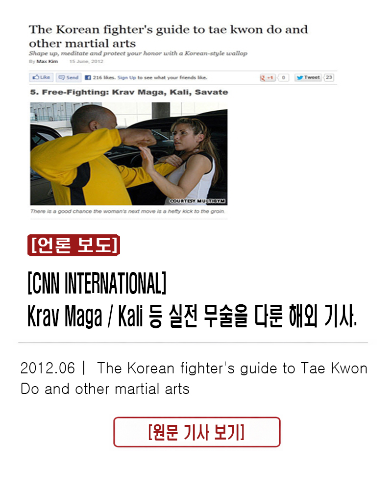 2012.06 |  The Korean fighter's guide to Tae Kwon Do and other martial arts Krav Maga / Kali 등 실전 무술을 다룬 해외 기사