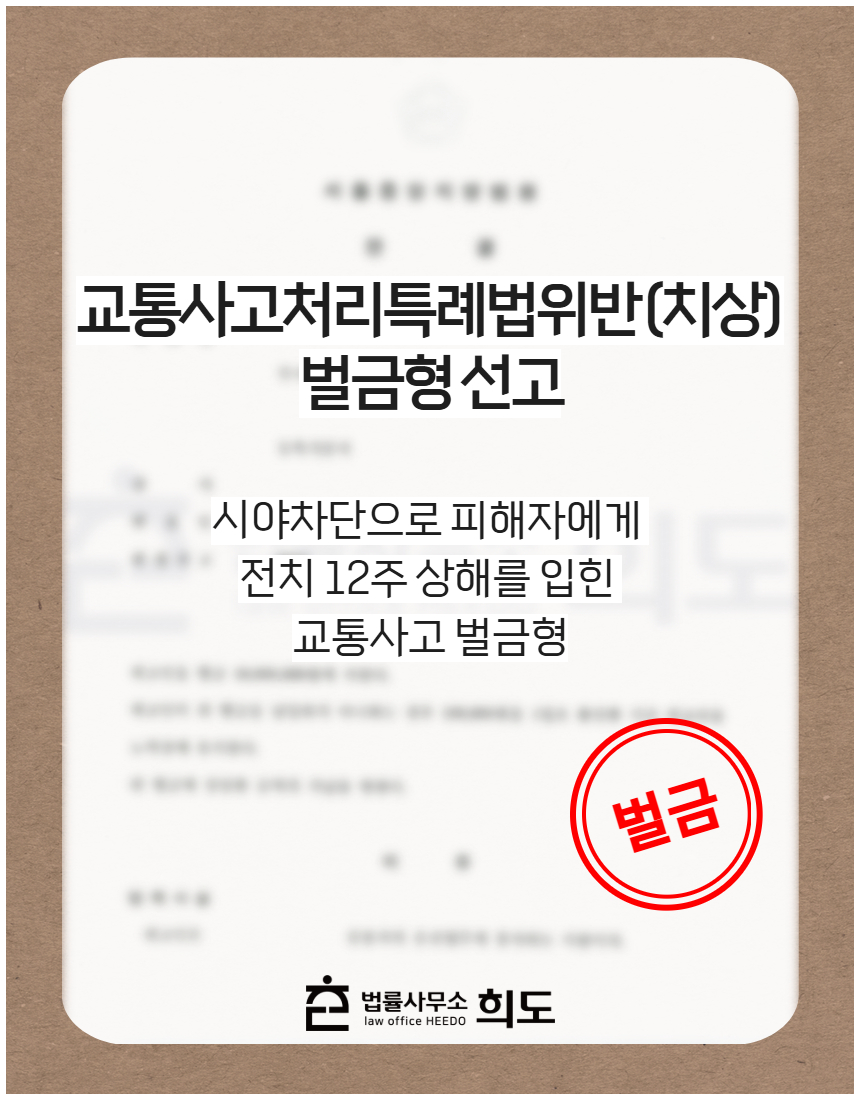 시야차단으로 피해자에게 전치 12주 상해를 입힌 교통사고 벌금형