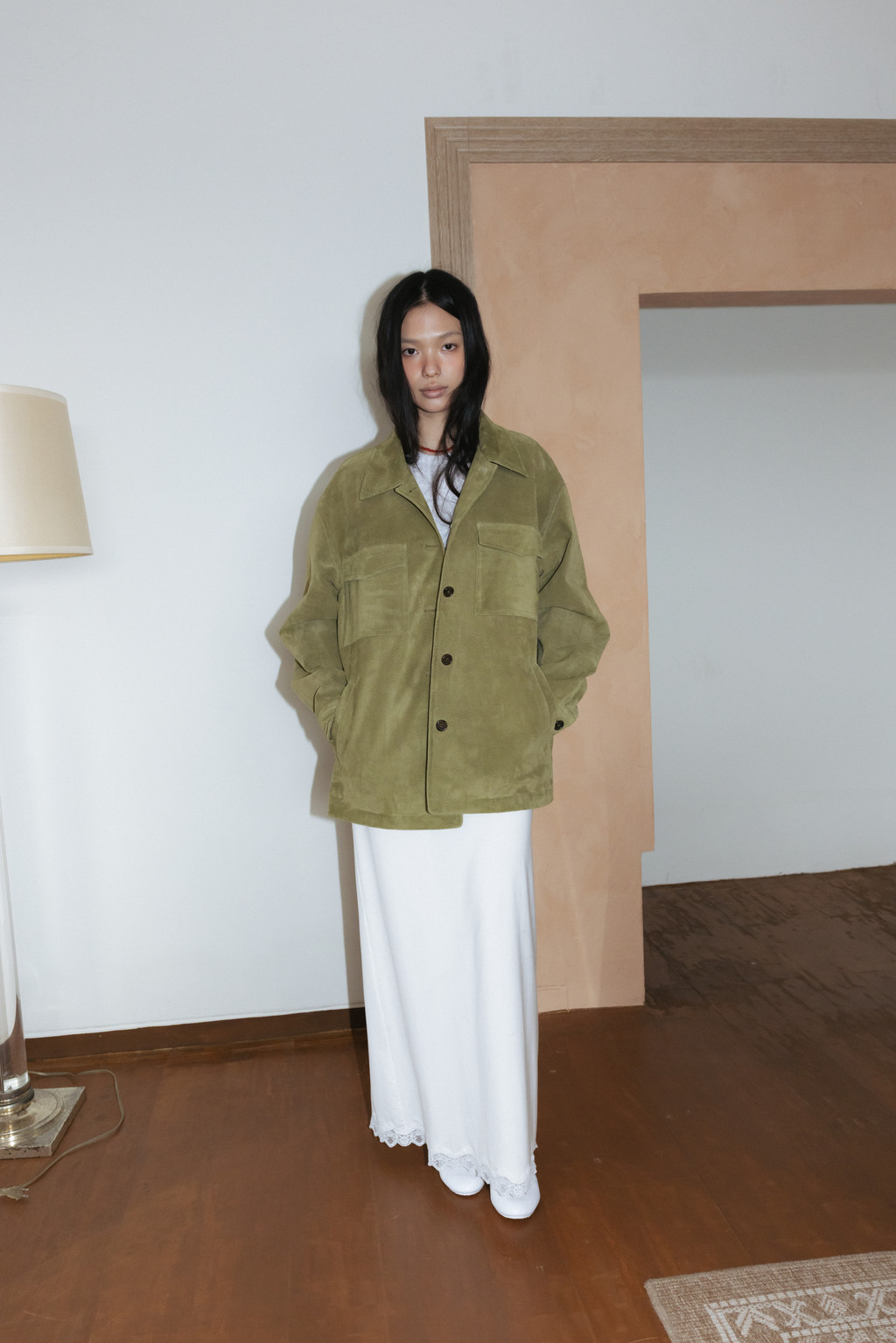 Exclusive] Suede Overshirt Jacket (Olive / Blue / Green) : MONOHA