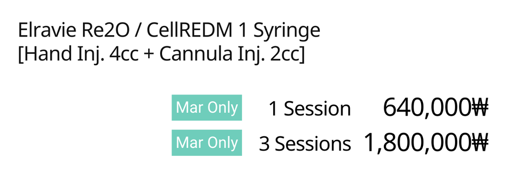 Elravie Re2O / CellREDM 1 Syringe [Hand Inj. 4cc + Cannula Inj. 2cc ...