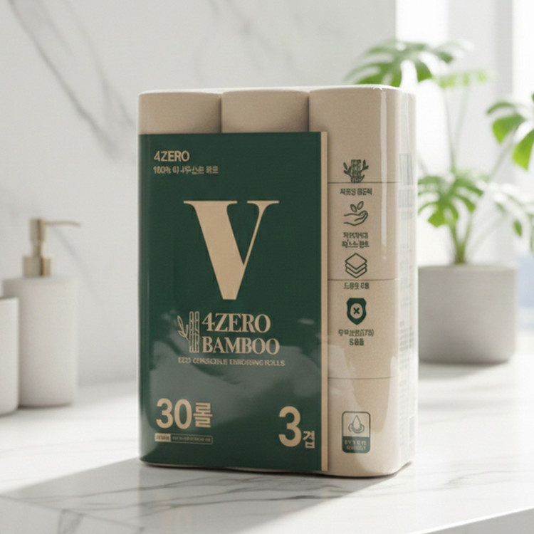 [VERA] 베라 4ZERO 무해력 뱀부 3겹엠보싱 30M 30롤 X1팩 대나무 화장지 휴지