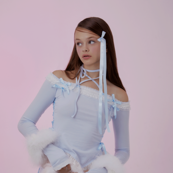 Dolly Hime Off-shoulder t (baby-blue) : SHUSHU CHERRY