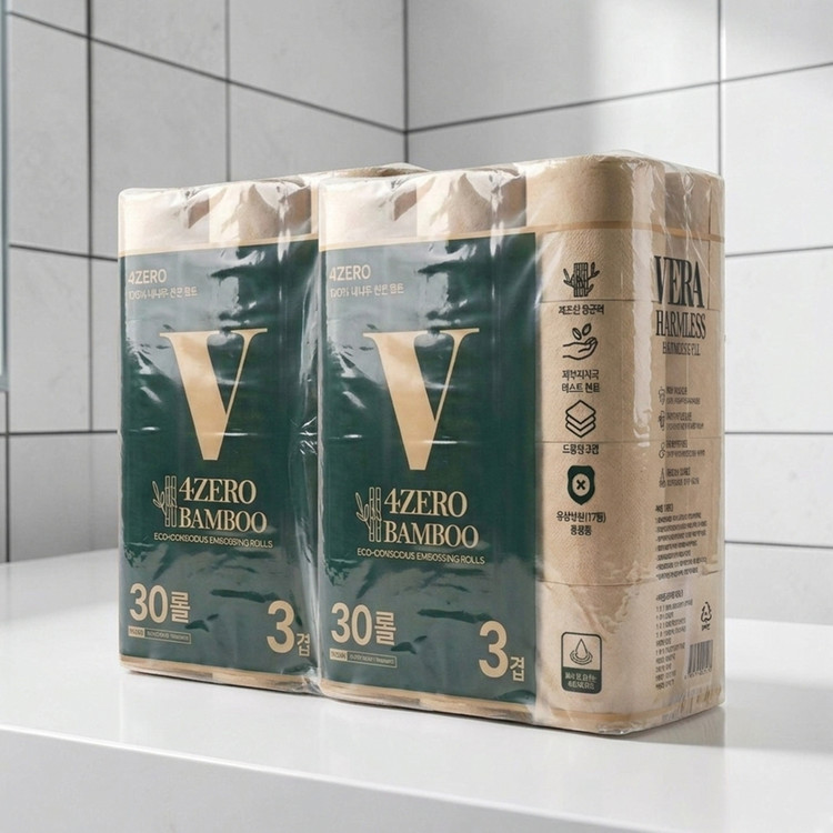 [VERA] 베라 4ZERO 무해력 뱀부 3겹엠보싱 30M 30롤 X2팩 대나무 화장지 휴지