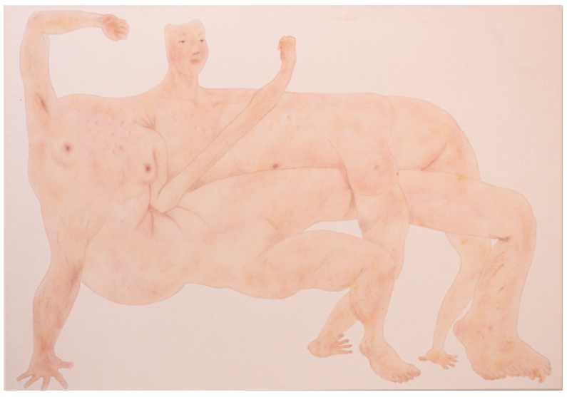 이해나, 바른 자세 3, 한지에 파스텔, 110x163cm, 2025