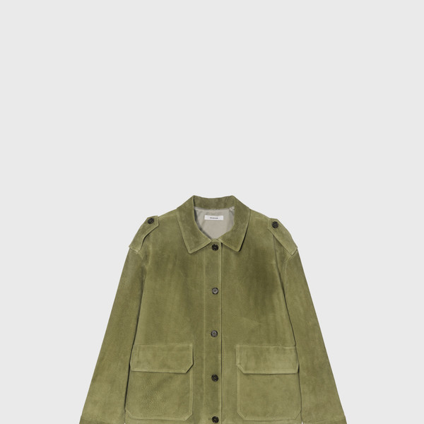 Suede Utility Jacket (Olive / Blue) : MONOHA