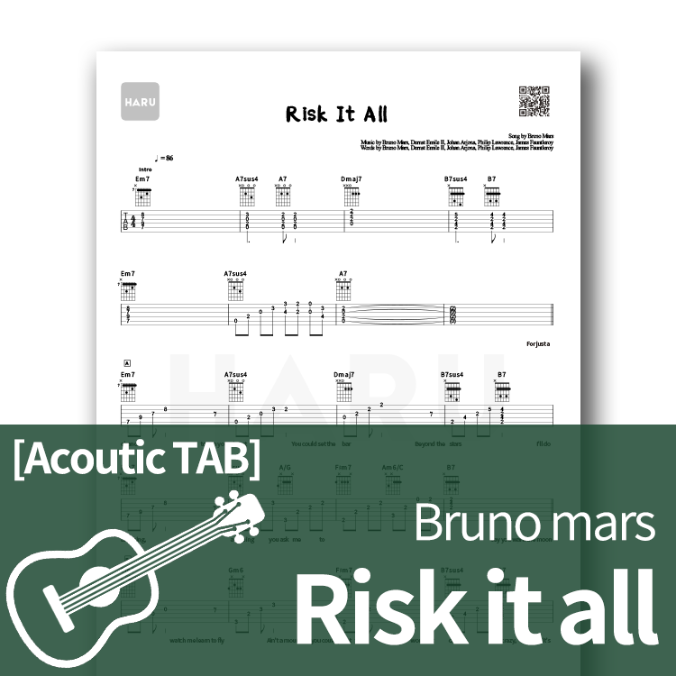 Bruno mars - Risk it all 【 】 : haruguitar