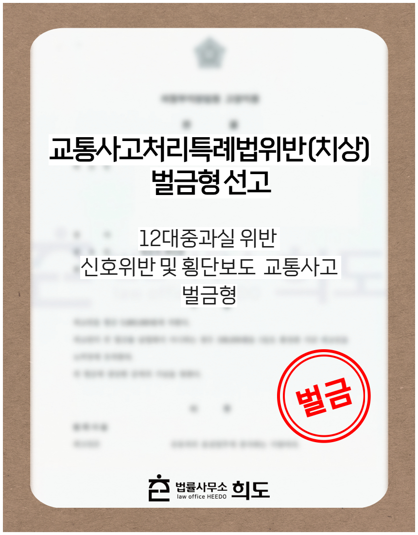 12대중과실 위반 신호위반 및 횡단보도 교통사고 벌금형
