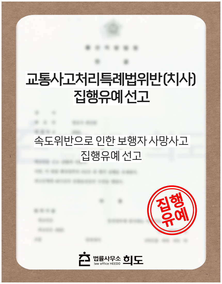 속도위반으로 인한 보행자 사망사고 집행유예