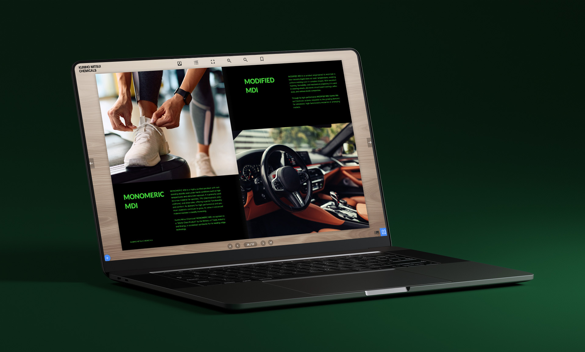 금호미쓰이화학 웹 모션 브로슈어 PC 화면 목업