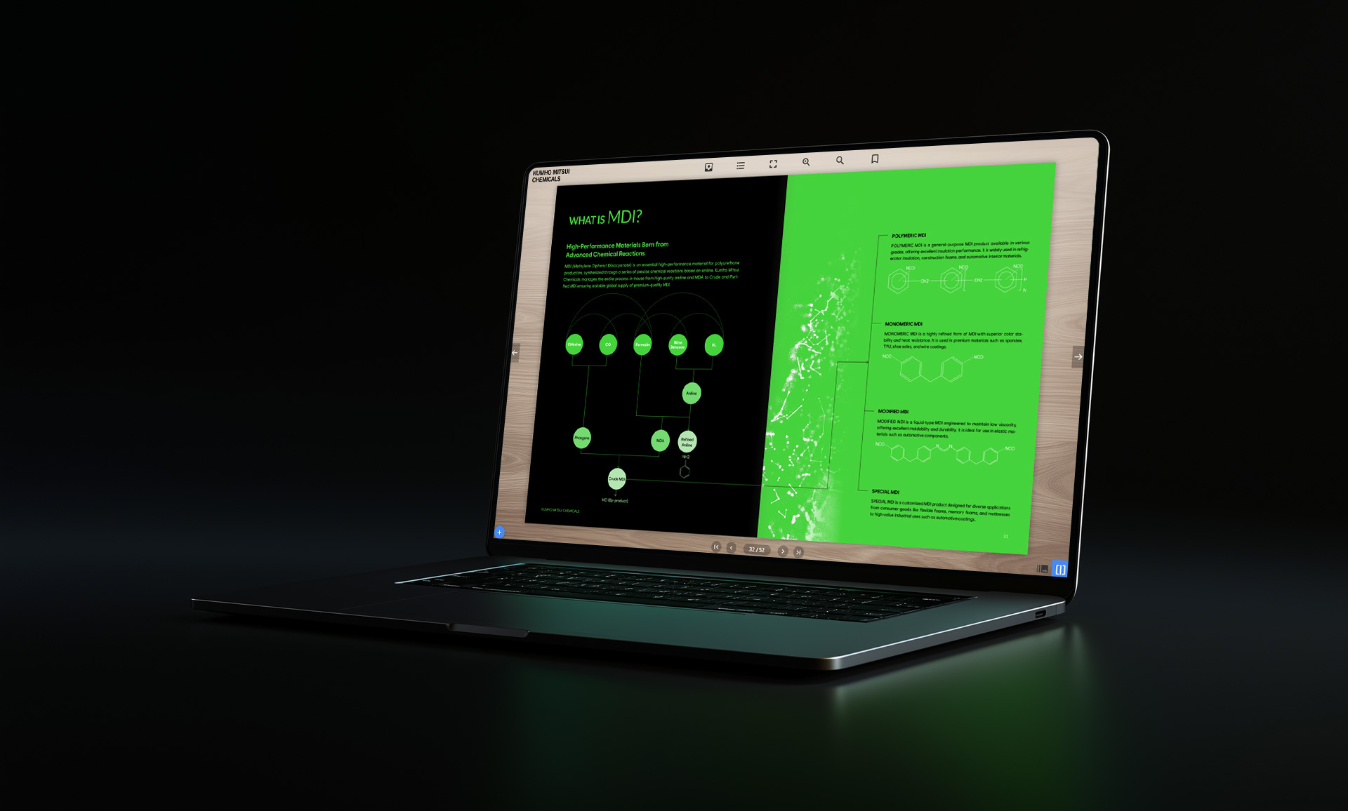 금호미쓰이화학 웹 모션 브로슈어 PC 화면 목업