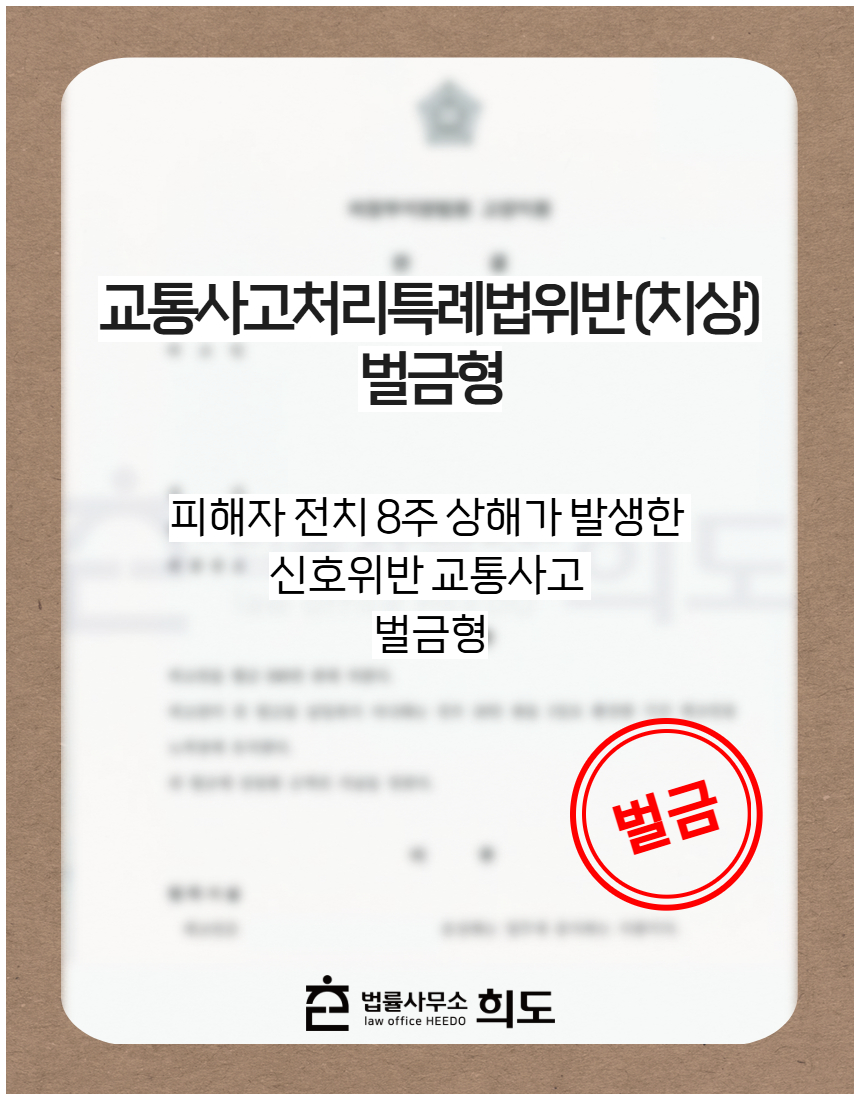 피해자 전치 8주 상해가 발생한 신호위반 교통사고 벌금형