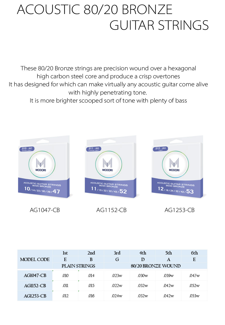 Acoustic Guitar Strings, AG1047-CB, AG1152-CB, AG1253-CB