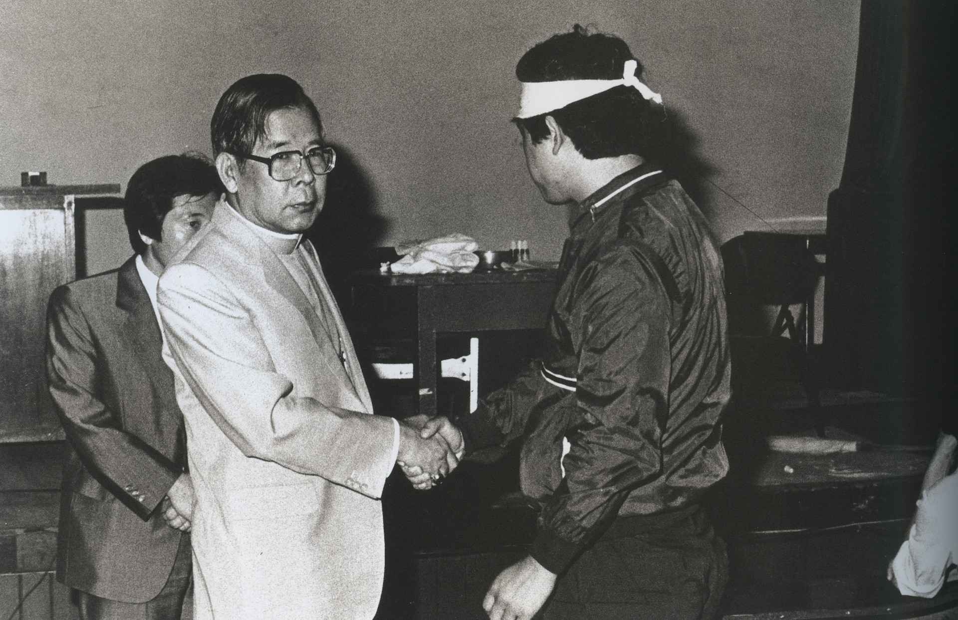 Encouraging student protesters at Myeongdong Cathedral during the June Democratic Uprising, June 1987