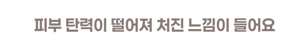  전체적으로 탄력이 떨어지고, 피부가 처진 느낌이에요