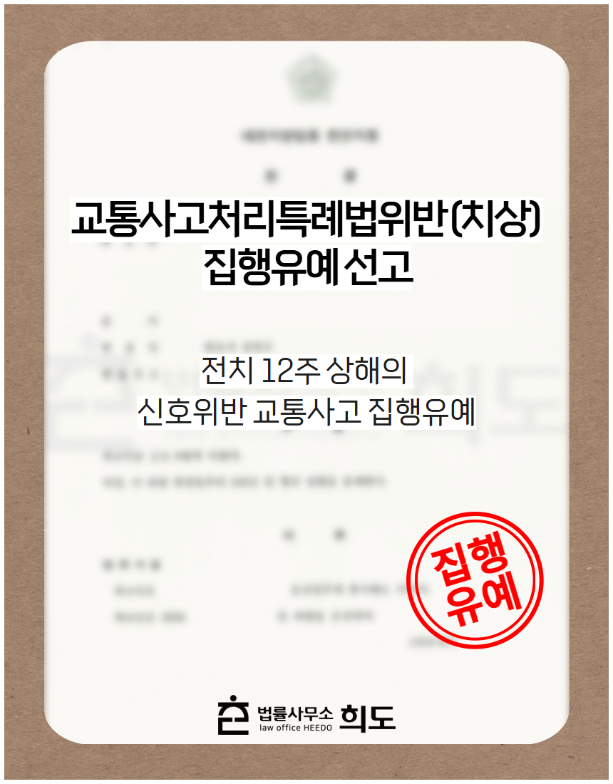 전치 12주 상해의 신호위반 교통사고 집행유예