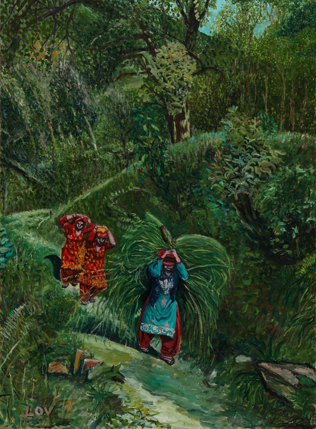 〈Ladies of Himalaya〉, 2026, Oil on silk fabric,  72 × 53 cm