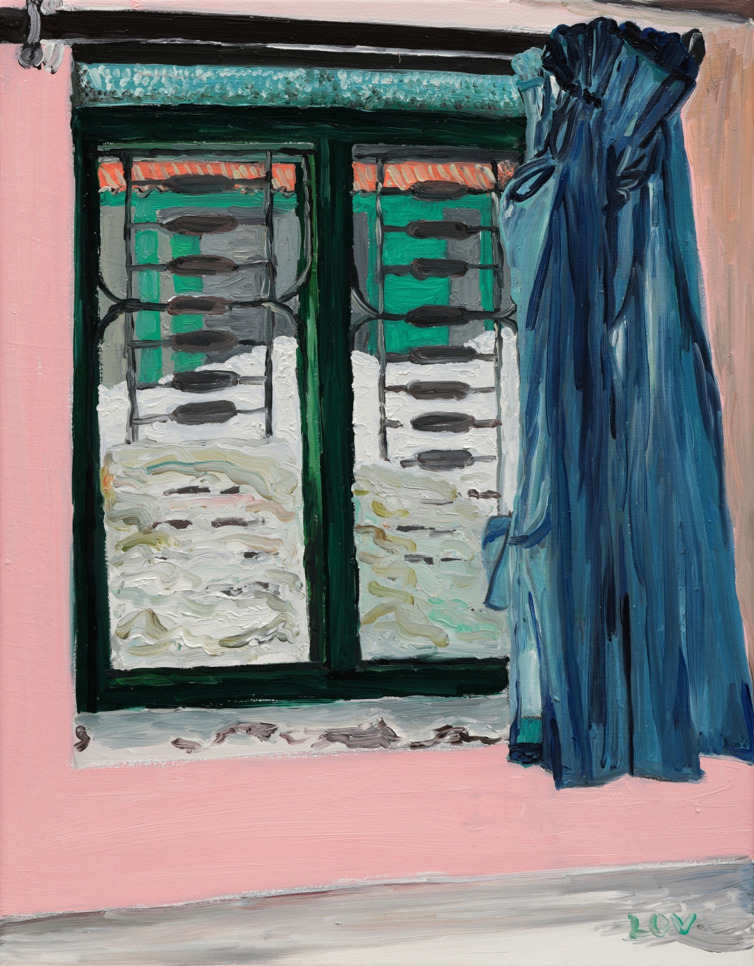 〈Through the Window Annapurna My Room〉, 2026, Oil on silk fabric, 41 × 32 cm